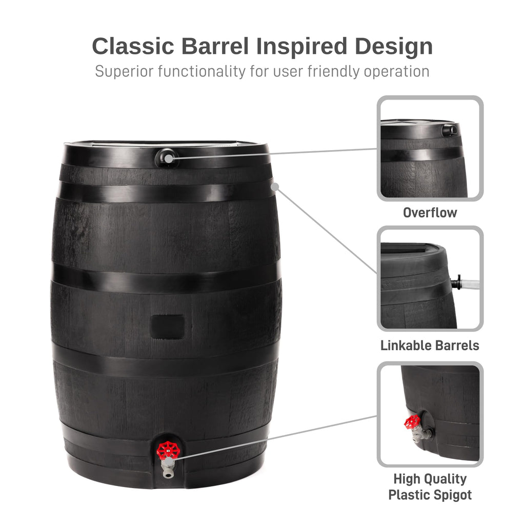 50-Gallon Recycled Plastic Rain Barrel R671