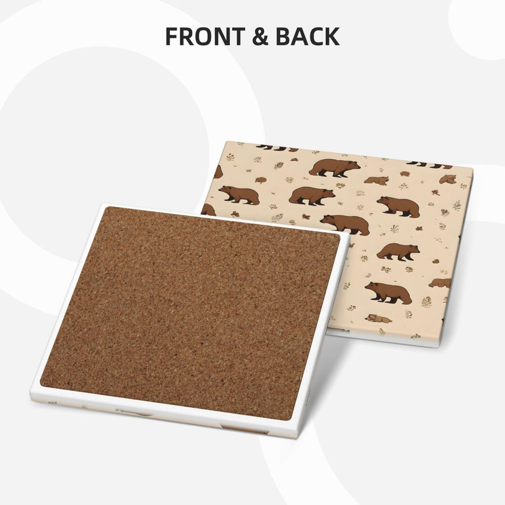 Square Cartoon Bear Ceramic Coasters Set of 6 R636