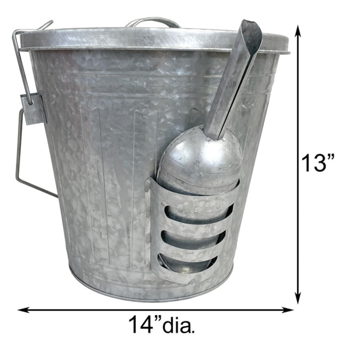 Galvanized Steel Bird Seed Storage Bucket Bin with Scoop A267