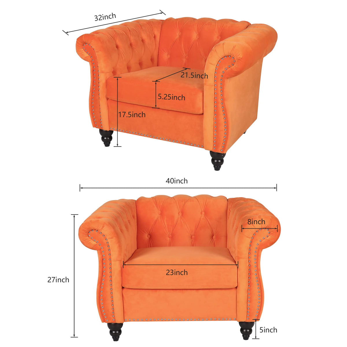 Orange Velvet Accent Chair H971872