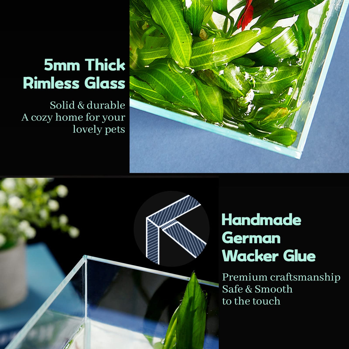 10 Gallon Ultra Clear Rimless Low Iron Glass Fish Tank O569831
