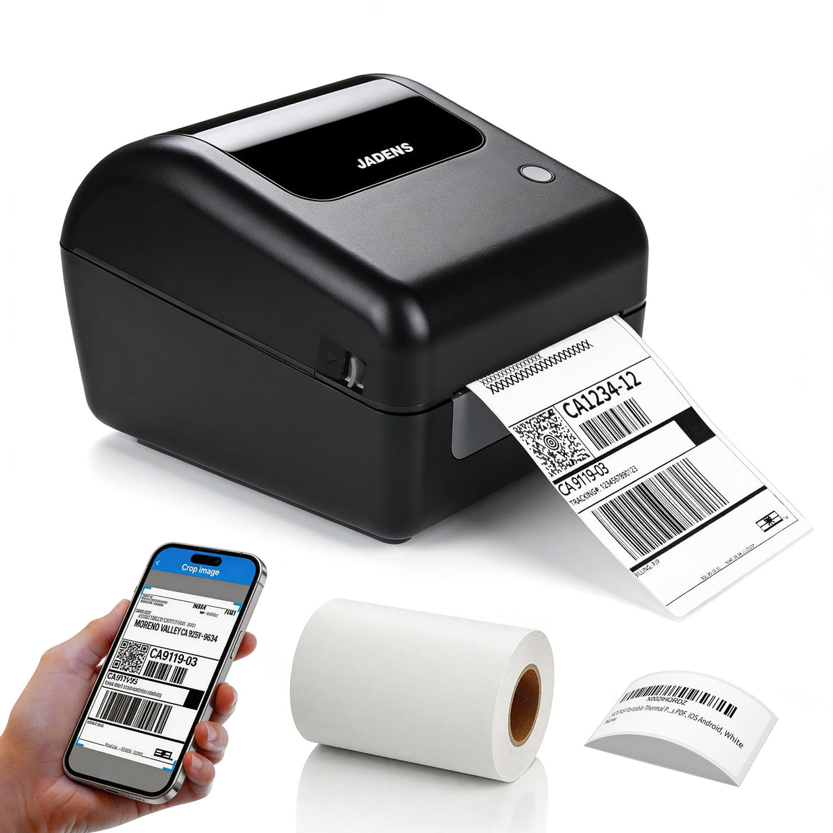 Bluetooth Thermal Shipping Label Printer with Built-in Label Bin, Wireless 4x6, Black H41564