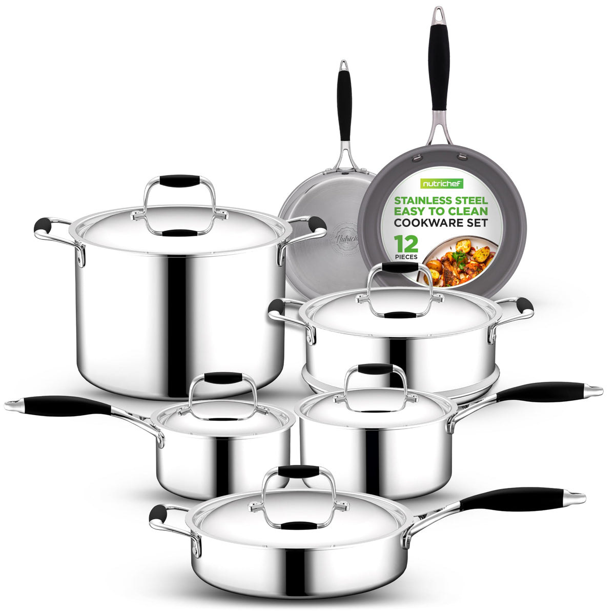12-Piece Stainless Steel Non-Stick Cookware Set P1495