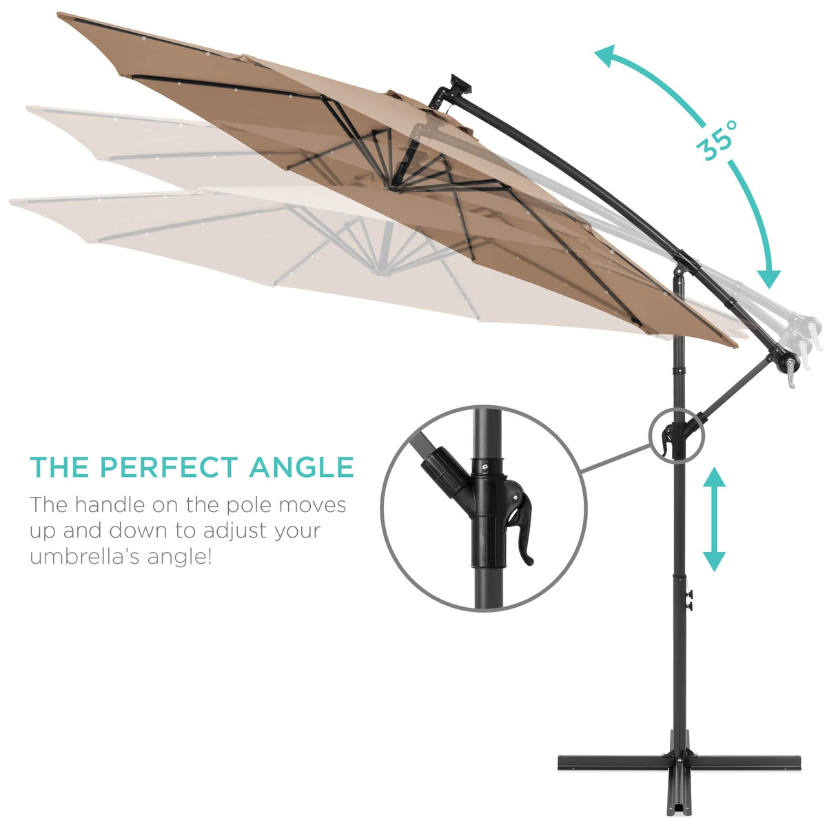 10ft Solar LED Offset Cantilever Patio Umbrella S3416