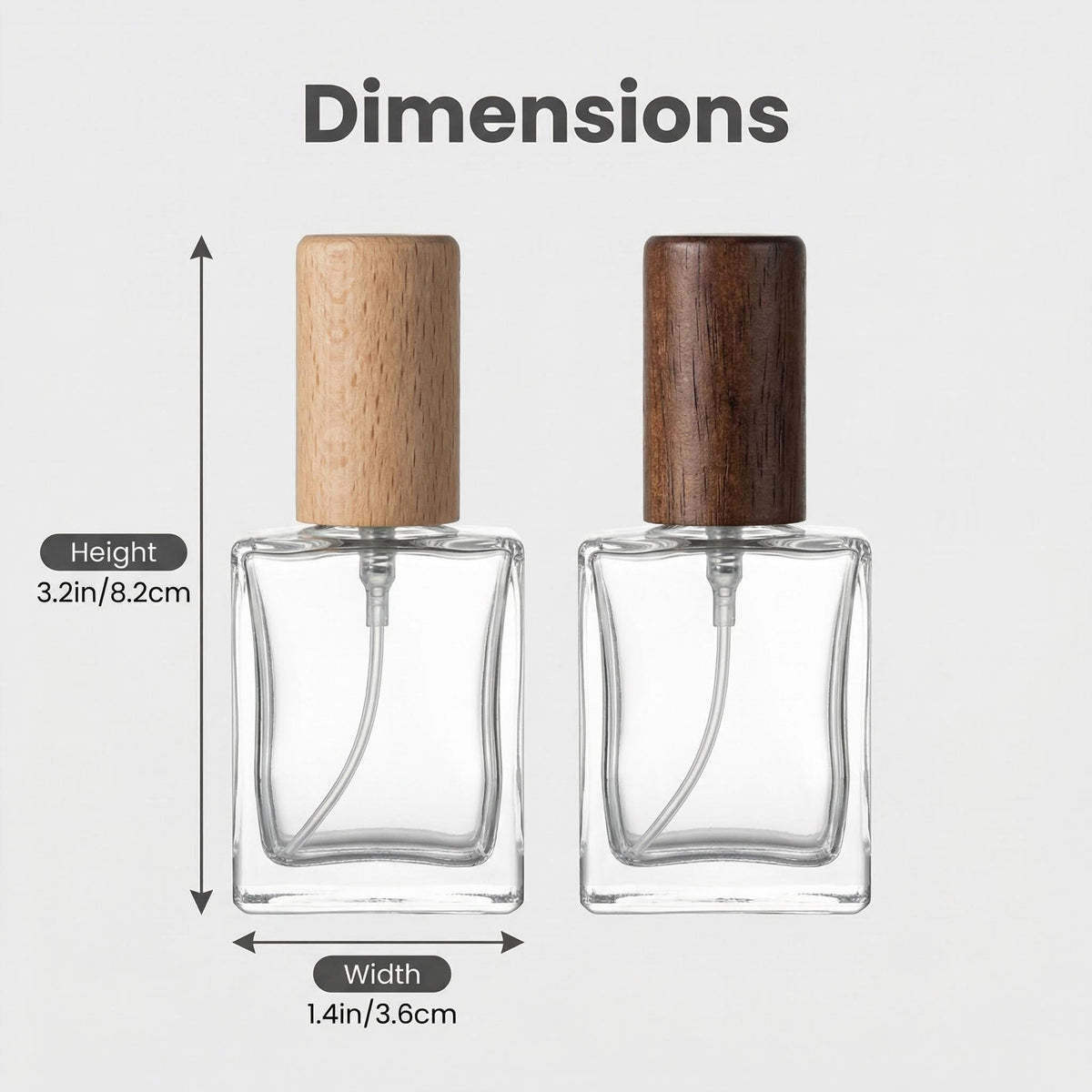 2 Pcs 15ml Clear Mini Glass Perfume Bottle with Wood Lid I369