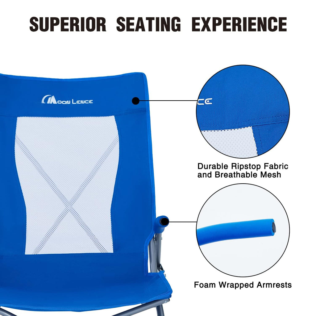 2 Pack Low Beach Lounge Chair with Cup Holder & Carry Bag U427
