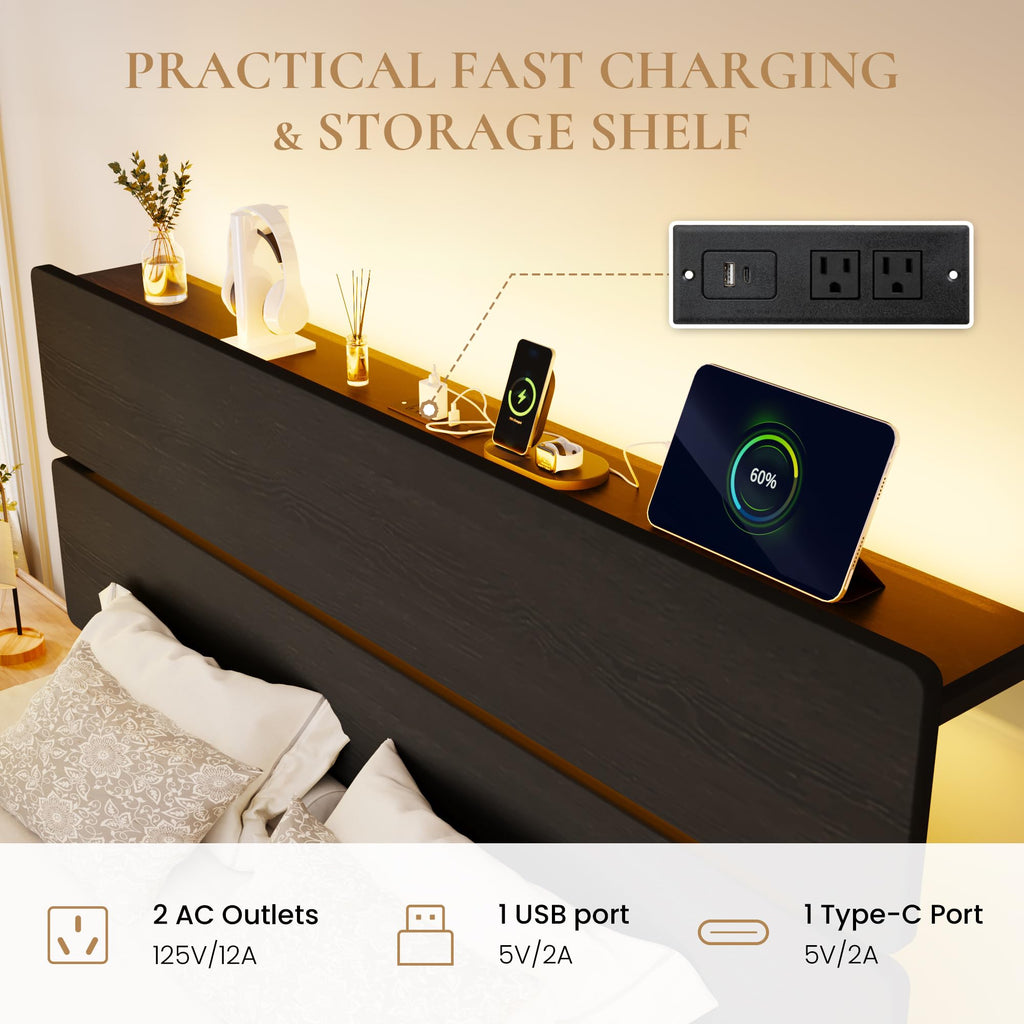 Full Size Bed Frame with Charging Station A223201