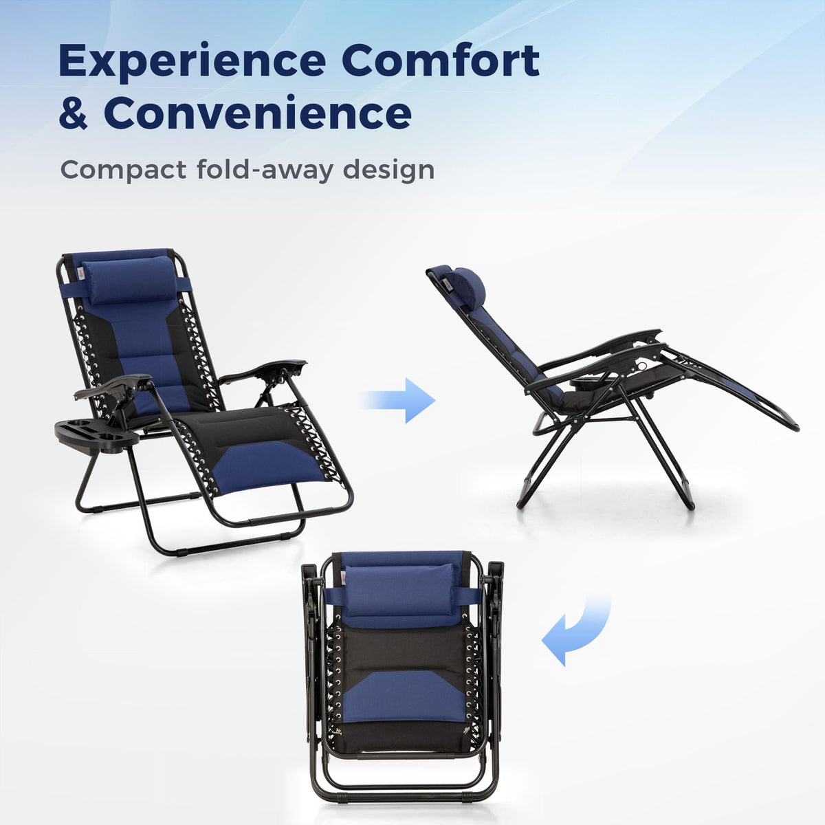 Foldable Zero Gravity Chair Set of 2 Blue X29869
