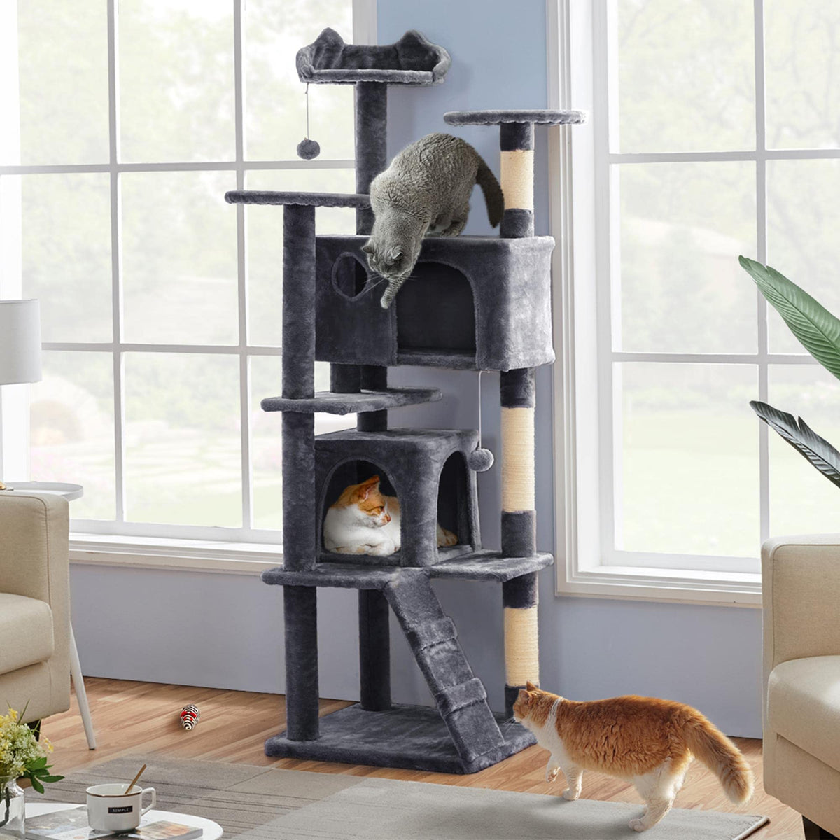 70in Cat Tree with Sisal Scratching Post B21989