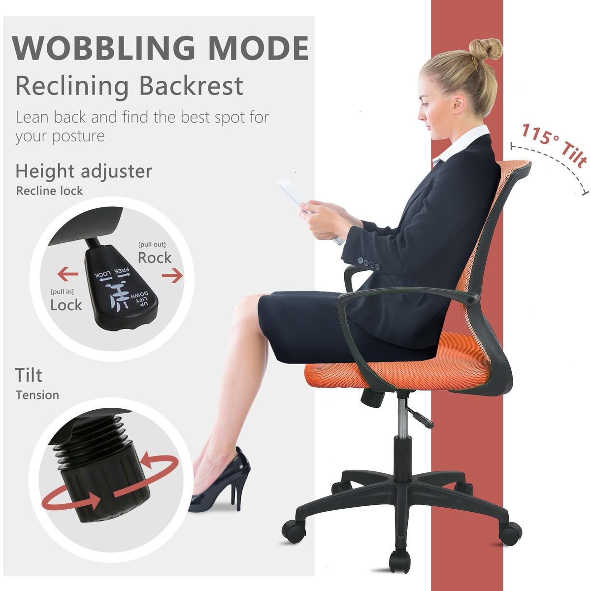 Orange Ergonomic Mesh Gaming Chair J6920
