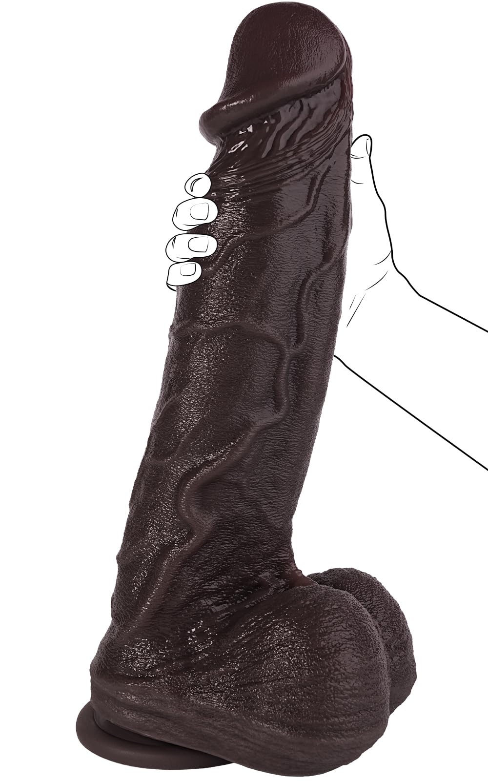 10 Inch Black Dildo with Suction Cup K544369
