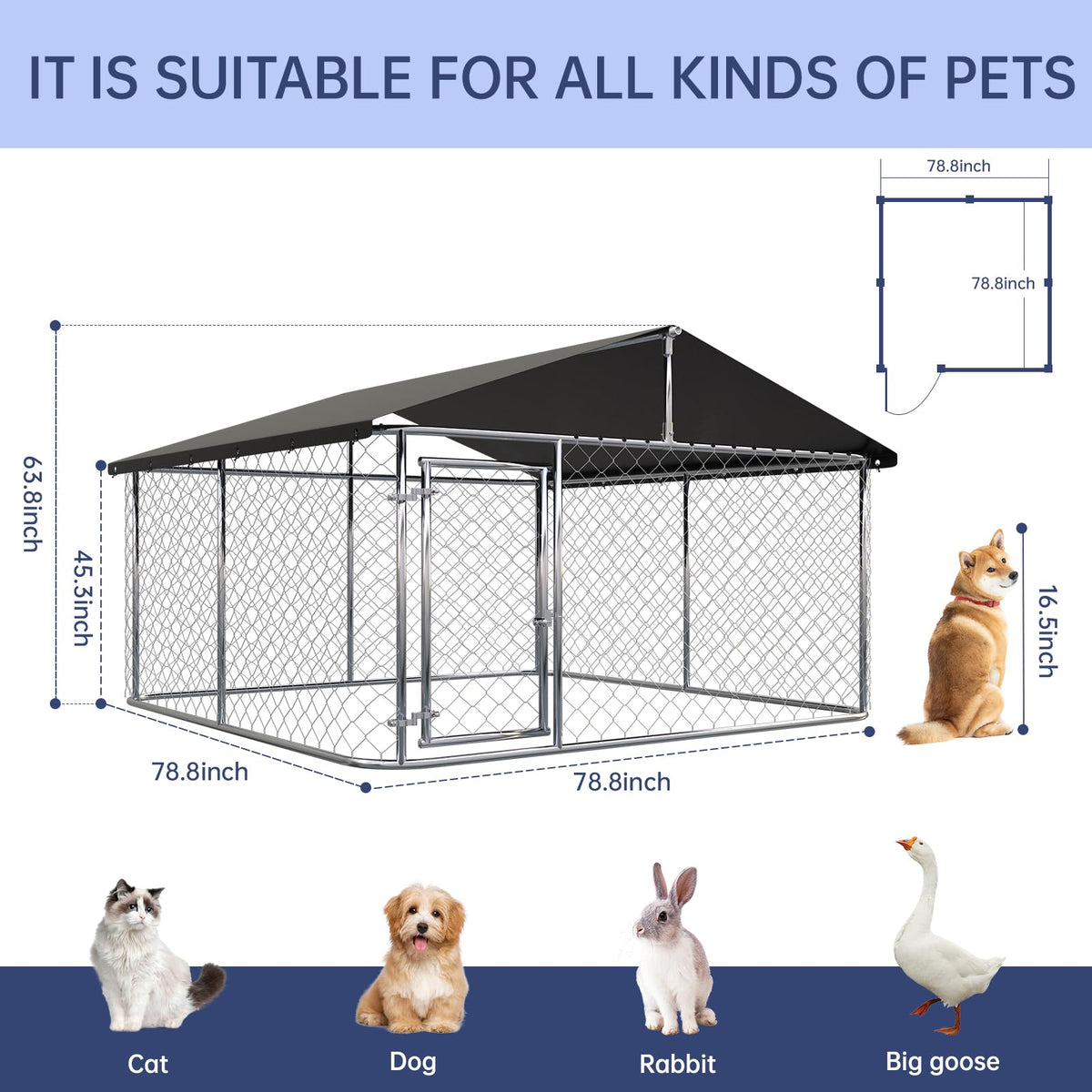 Heavy Duty Steel Dog Kennel with Secure Lock U485620