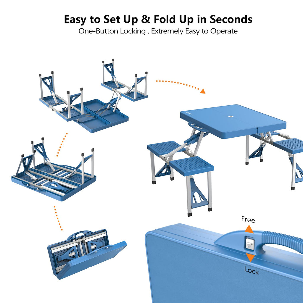 4 Ft Folding Picnic Table Set with 4 Seats W5378