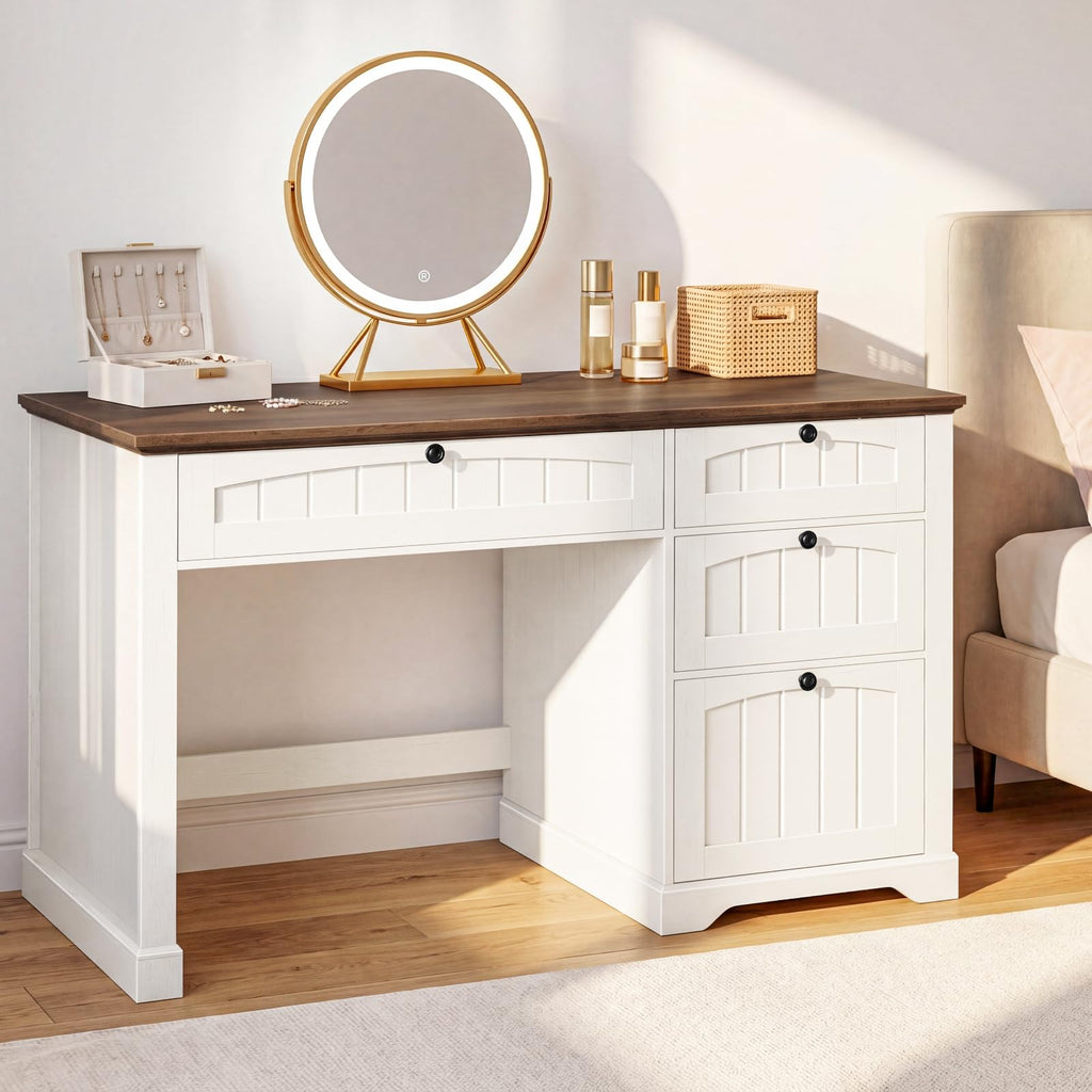 47" White Executive Desk with 4 Drawers A56318