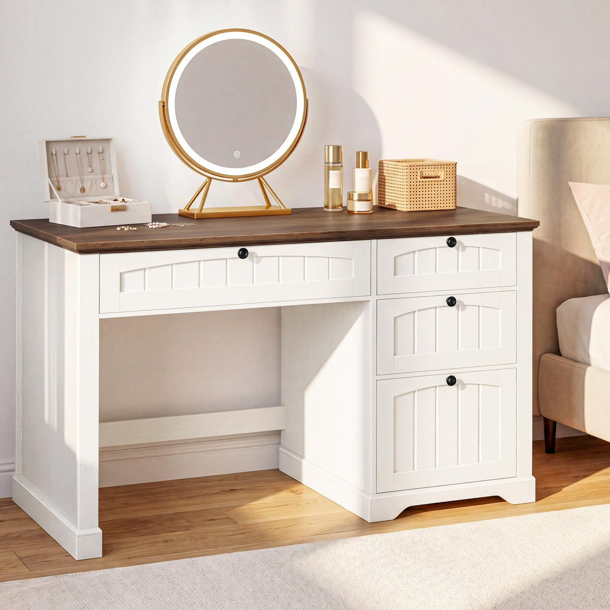 47" White Executive Desk with 4 Drawers A56318