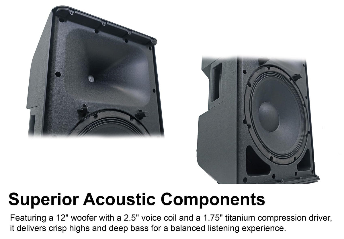 12" Powered DJ PA Speaker Pair with Stands G345