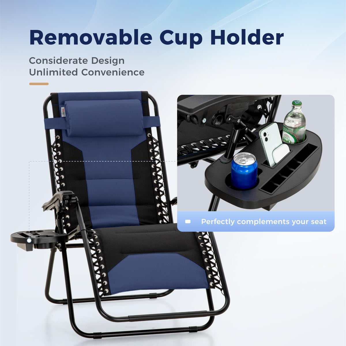 Foldable Zero Gravity Chair Set of 2 Blue X29869
