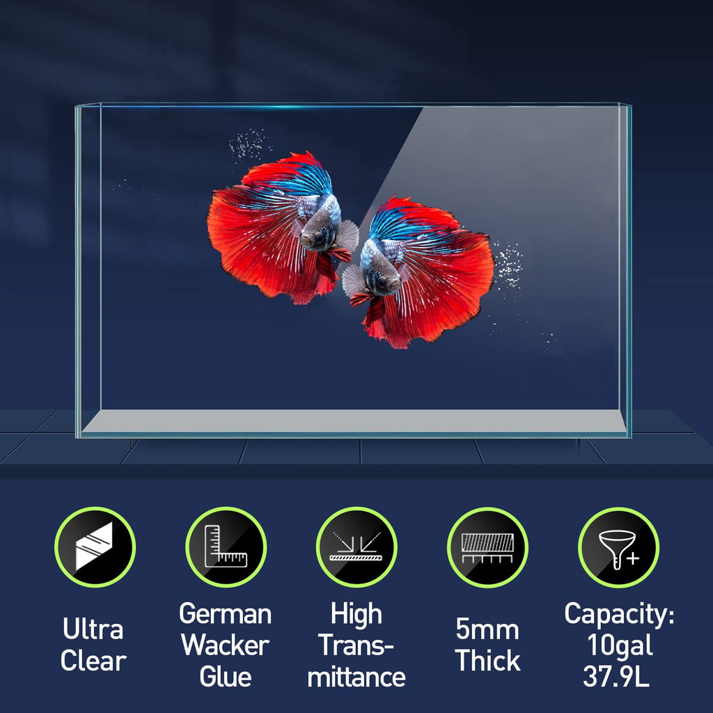 10 Gallon Ultra Clear Rimless Low Iron Glass Fish Tank O569831