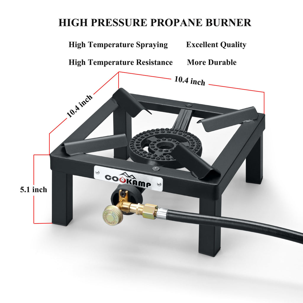 Single High Pressure Propane Camp Stove with Adjustable Regulator and Hose B953348