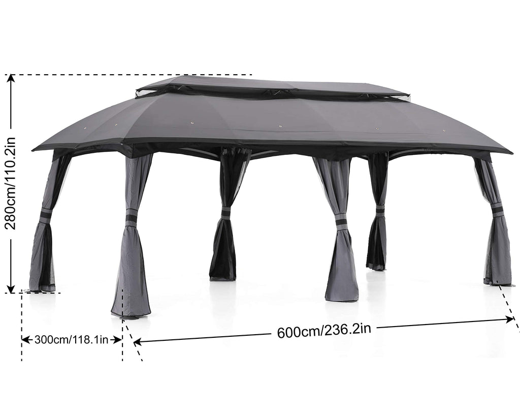 10x20 Outdoor Gazebo with Mosquito Netting and Double Roof E56605