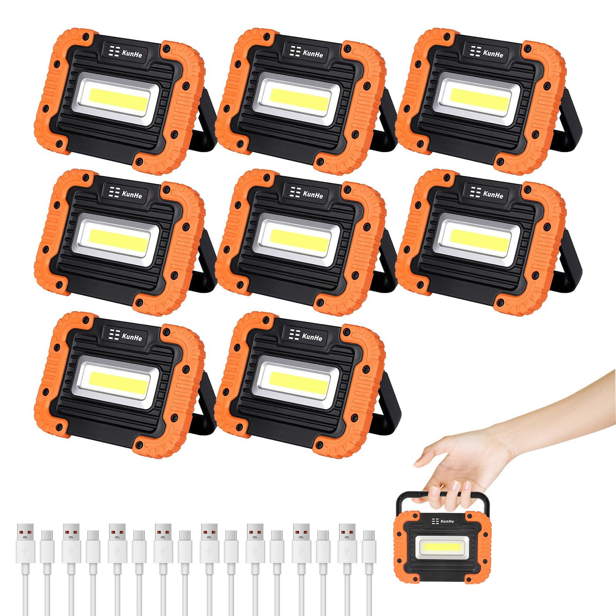 8 Pack Rechargeable LED Work Light 500LM Magnetic Base O891860