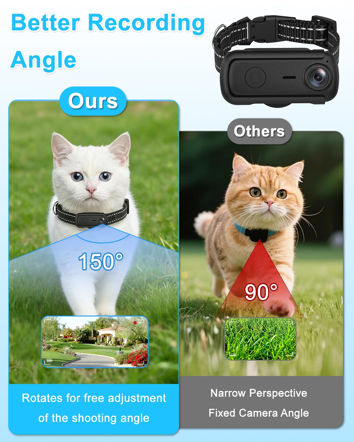 Cat Camera Collar with 1080P HD Video Record, XS-Size Pet POV Cam, 8GB SD Card N79391
