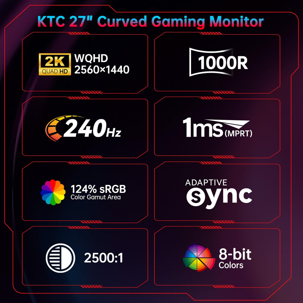 27 Inch 240Hz Curved 2K QHD Gaming Monitor R977652