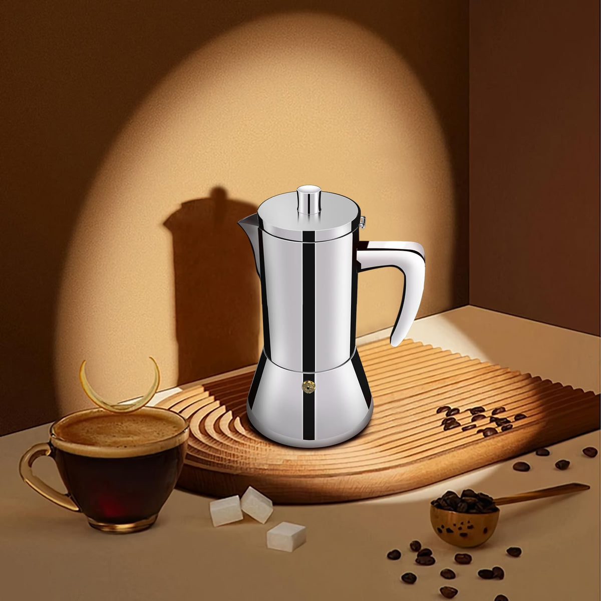 12 Cup 304 Stainless Steel Moka Pot Stovetop Espresso Maker 600ml N7429