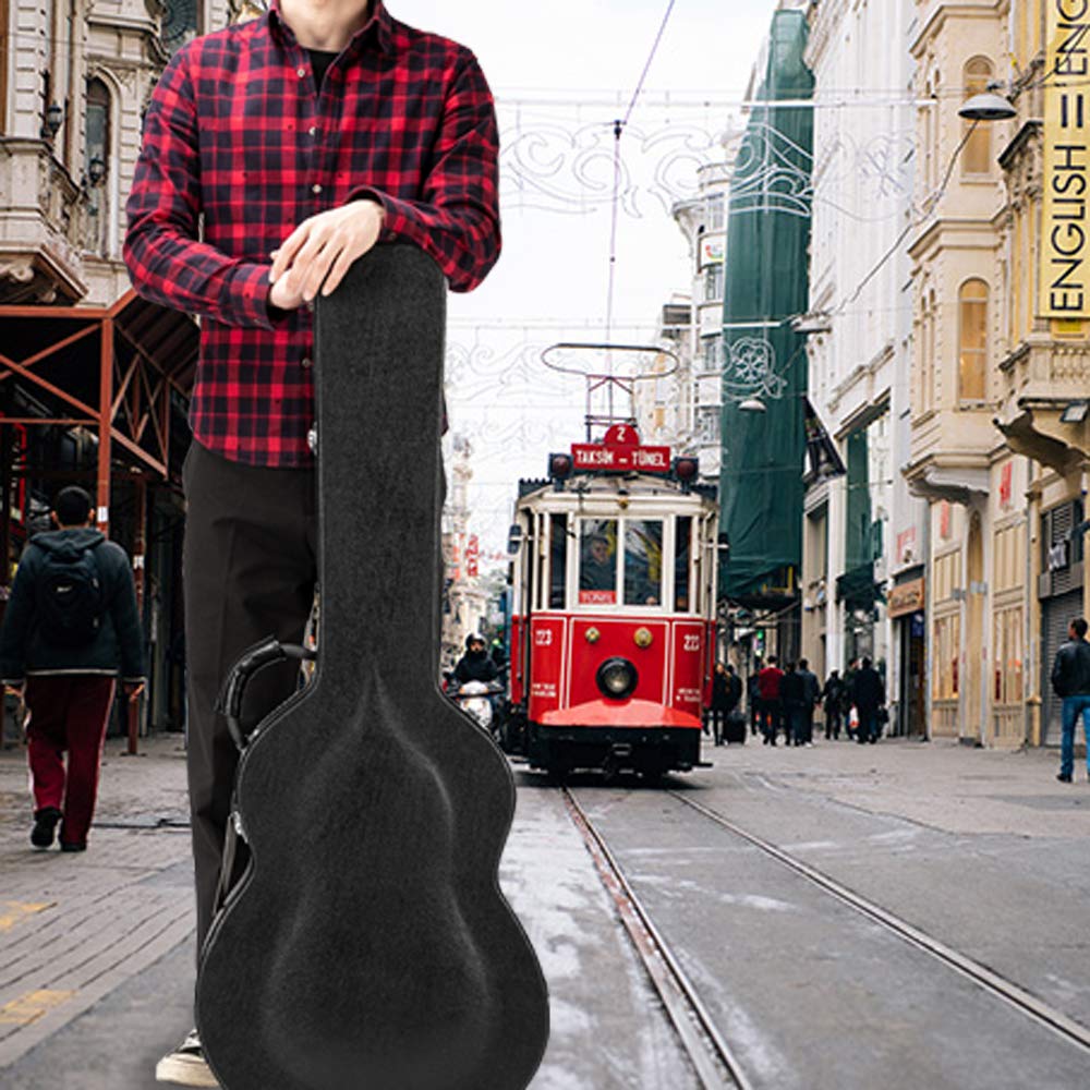 Portable Electric Guitar Hard Case, PU Leather, Black B134528
