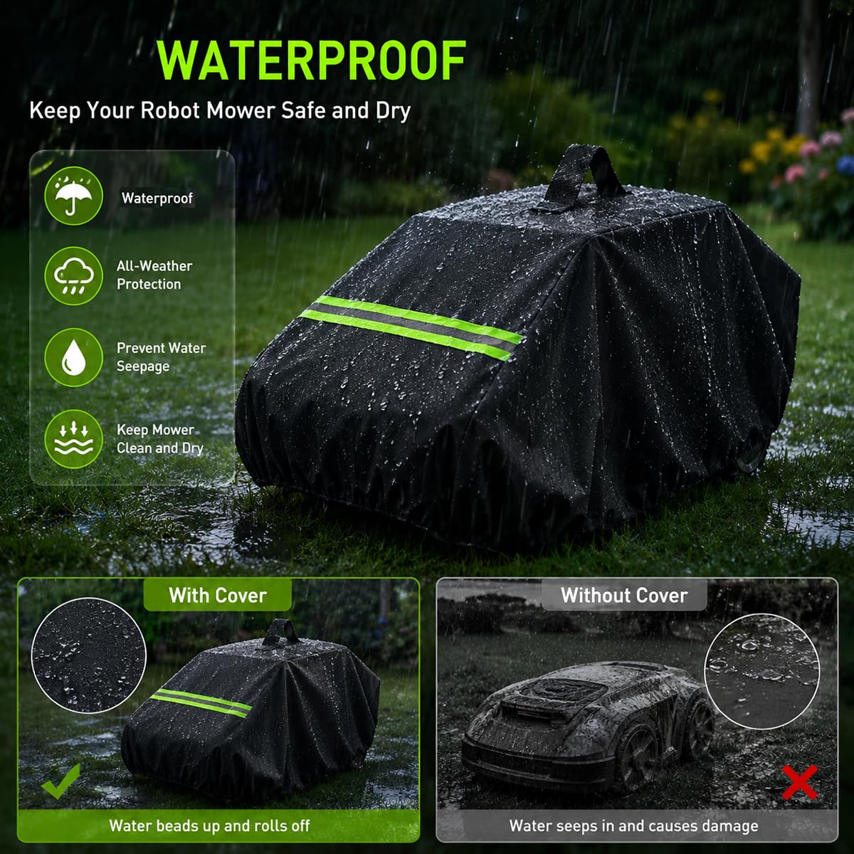 Robot Lawn Mower Cover 600D Oxford Fabric with Reflective Strip Orange L3109