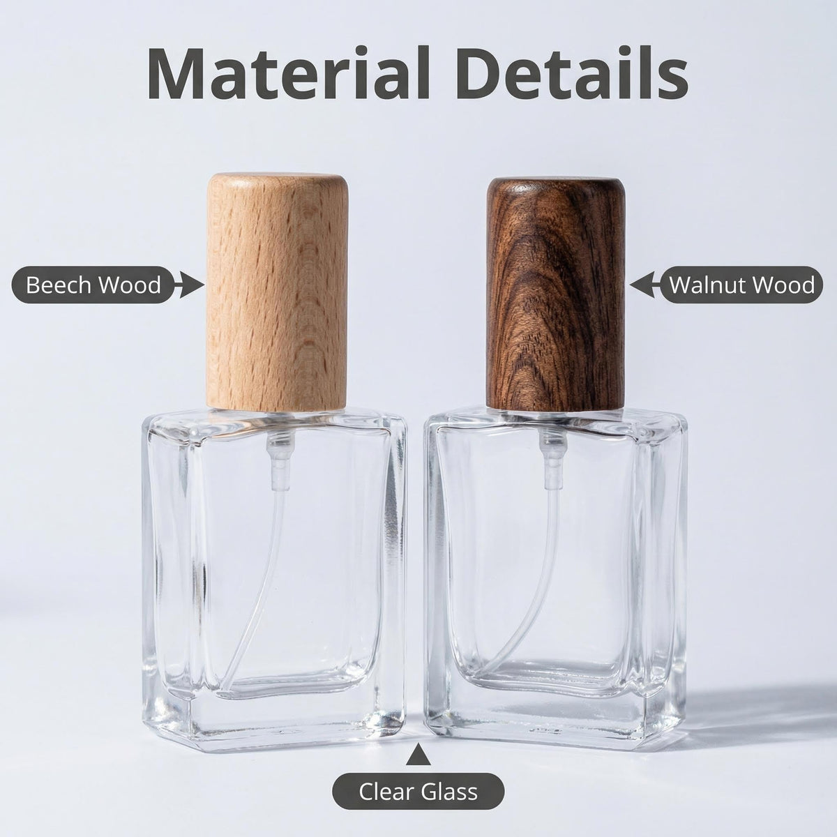 2 Pcs 15ml Clear Mini Glass Perfume Bottle with Wood Lid I369