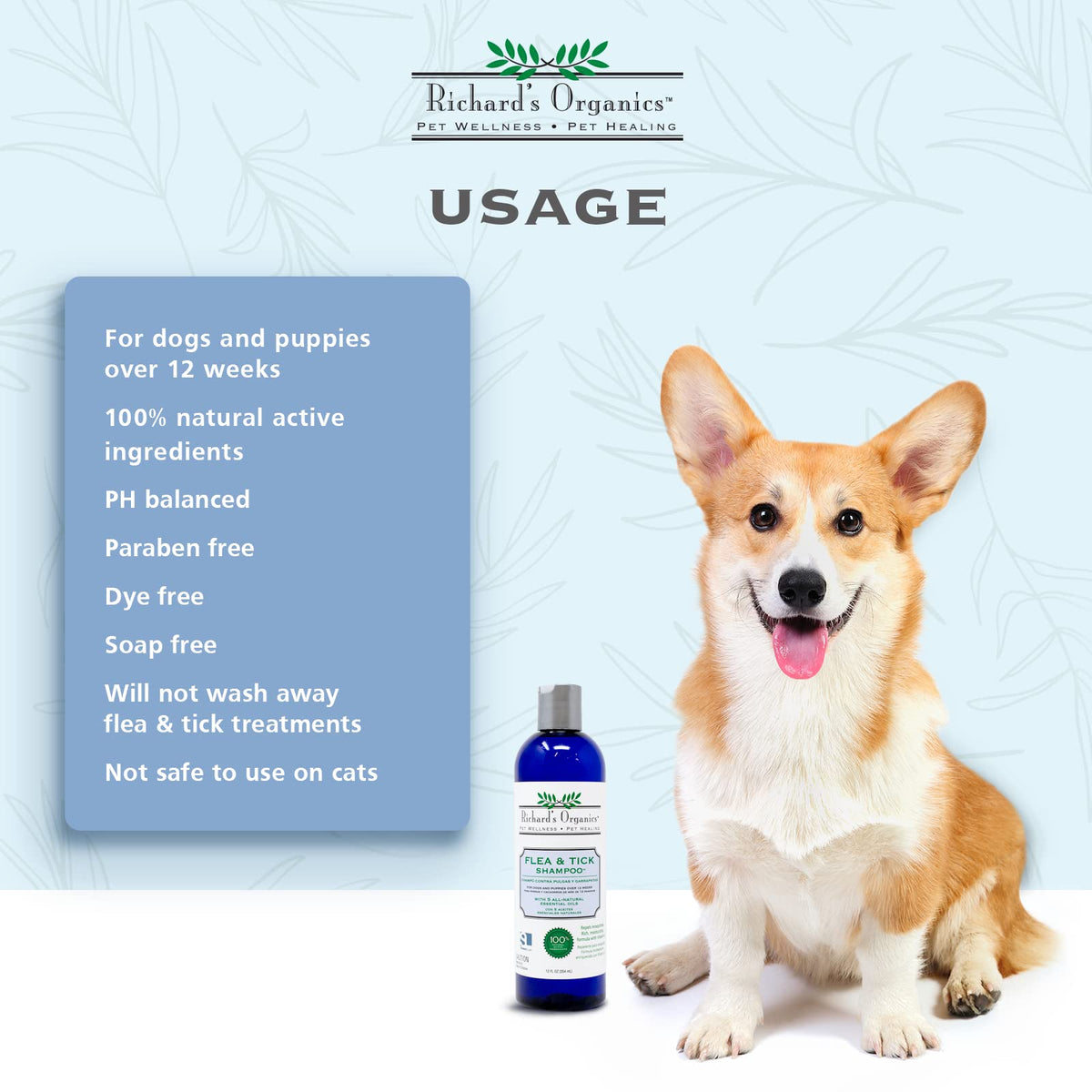 All-Natural Flea and Tick Shampoo for Dogs 12oz I816593