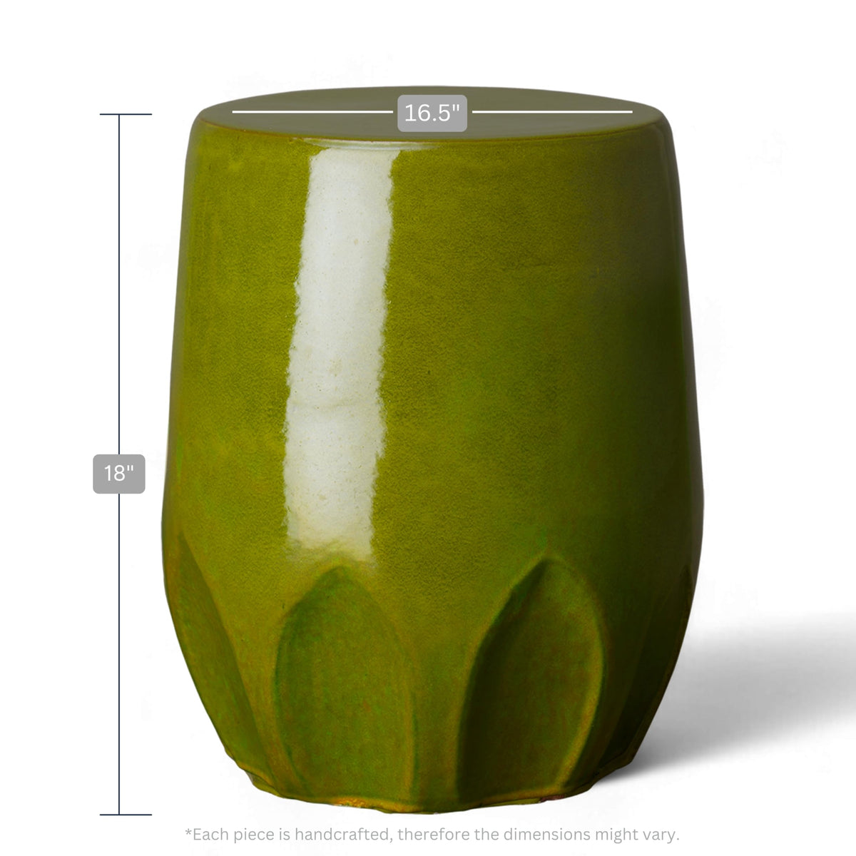 Glossy Glaze Green Round Stoneware Garden Stool F283