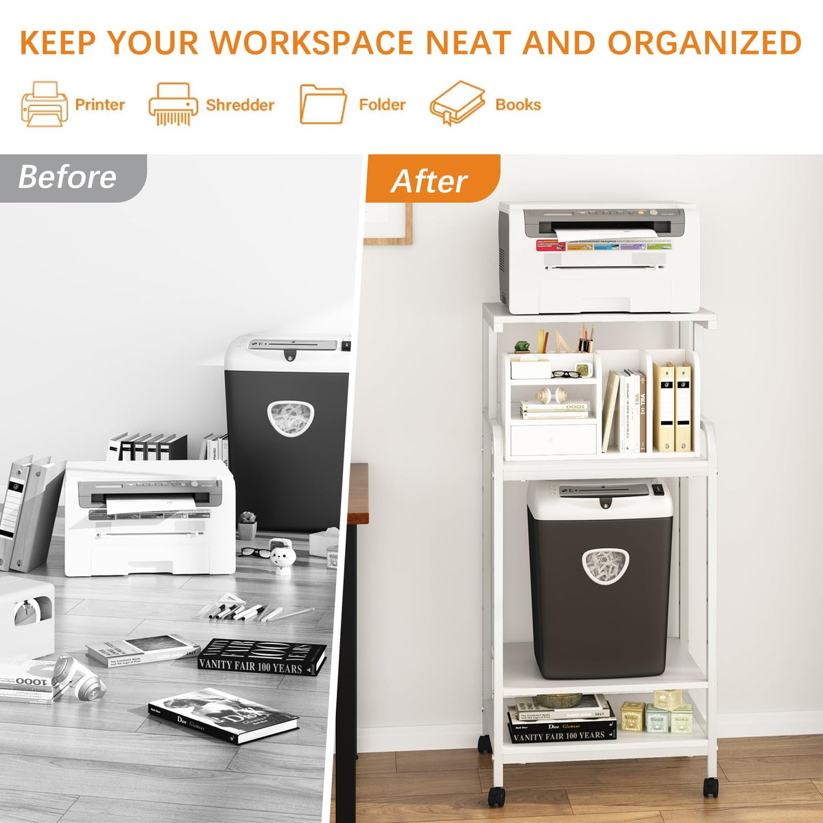 4-Tier Printer Stand with Storage Shelf V602148