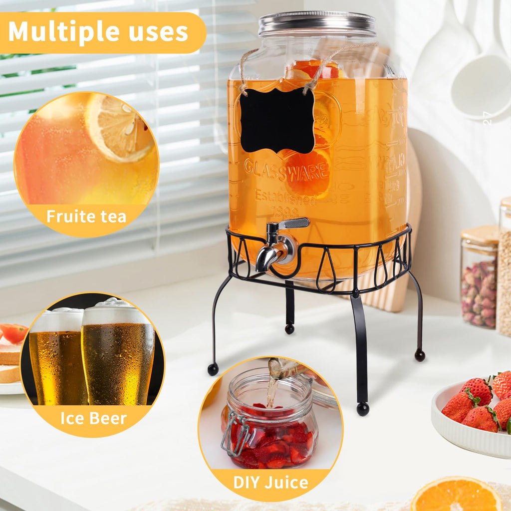 2 Gallon Glass Beverage Dispenser Jar H42067