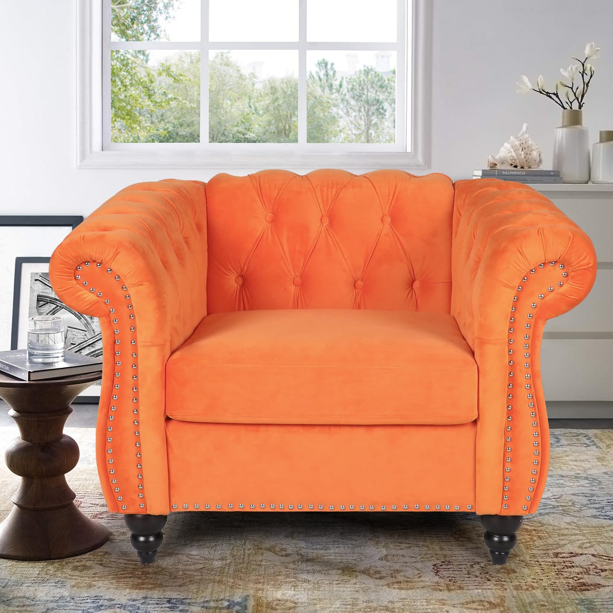 Orange Velvet Accent Chair H971872