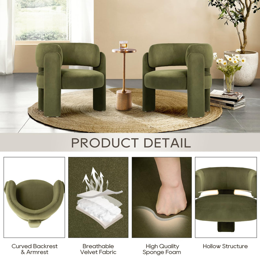 Velvet Accent Chair Set of 2 Green R358116