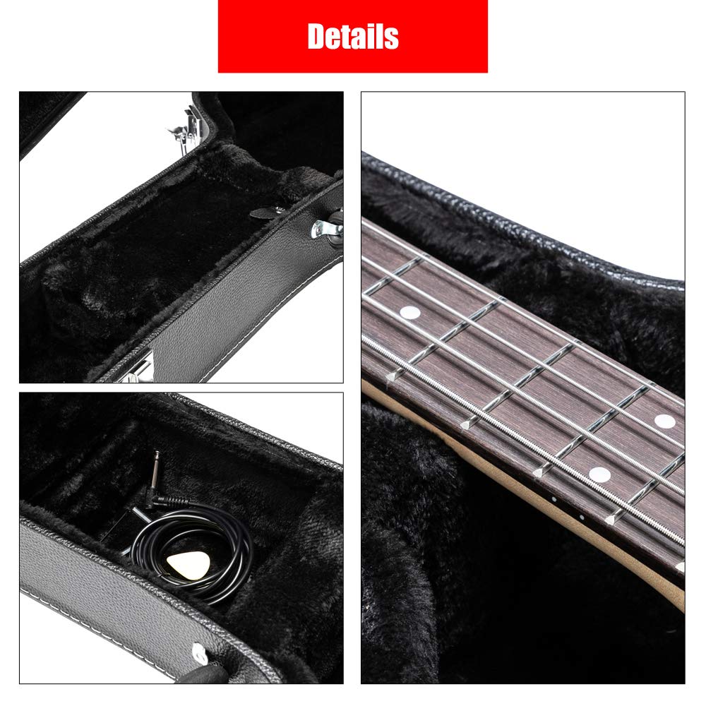 Portable Electric Guitar Hard Case, PU Leather, Black B134528