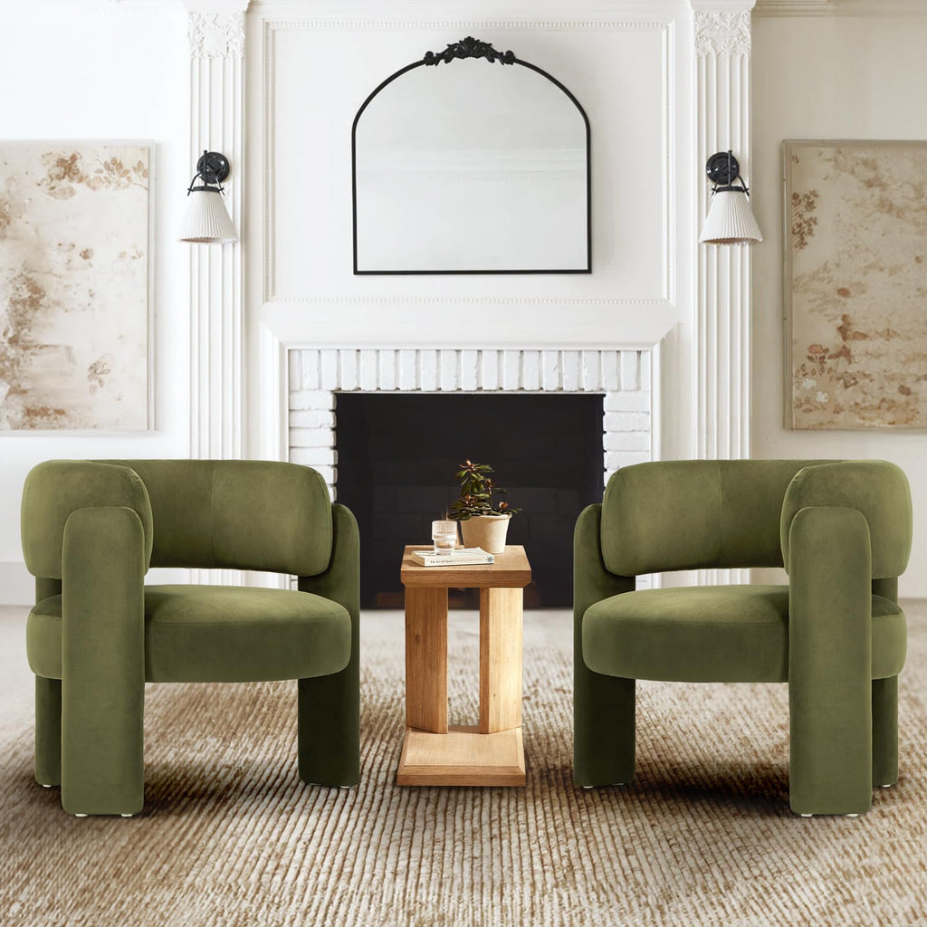 Velvet Accent Chair Set of 2 Green R358116