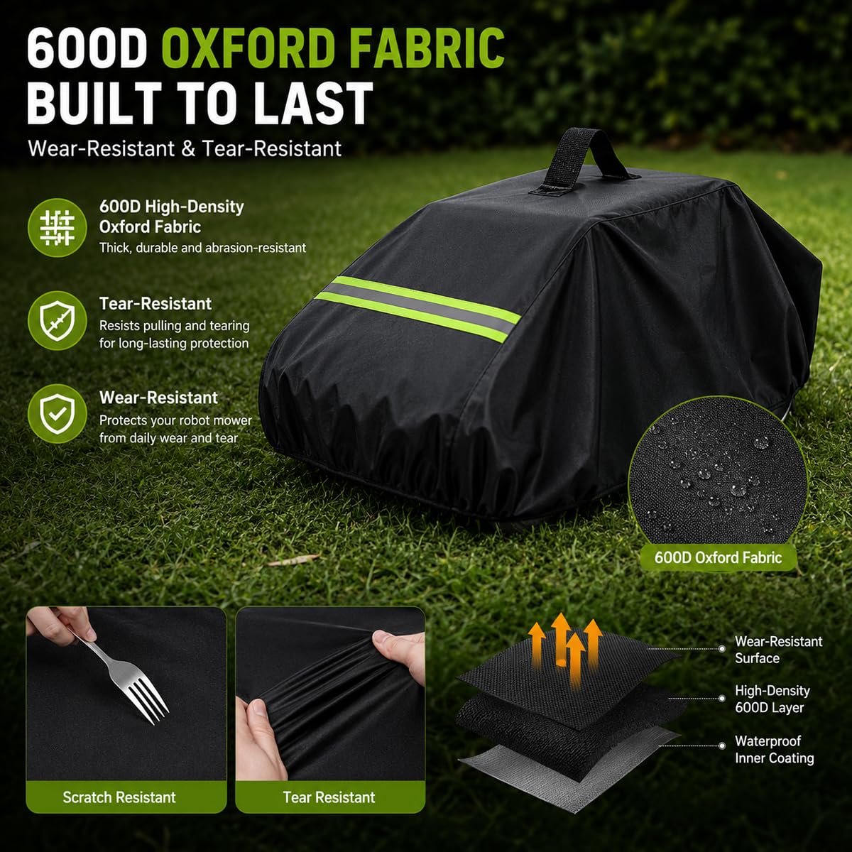 Robot Lawn Mower Cover 600D Oxford Fabric with Reflective Strip Orange L3109