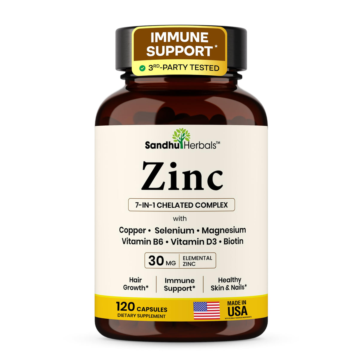 Zinc 30mg 120 Capsules with Copper Selenium Biotin M71922