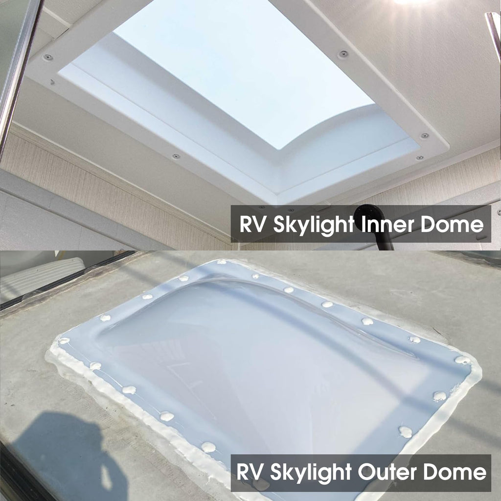 18" x 26" RV Shower Skylight Cover Outer Dome with Inner Dome and Sealant, White E9196