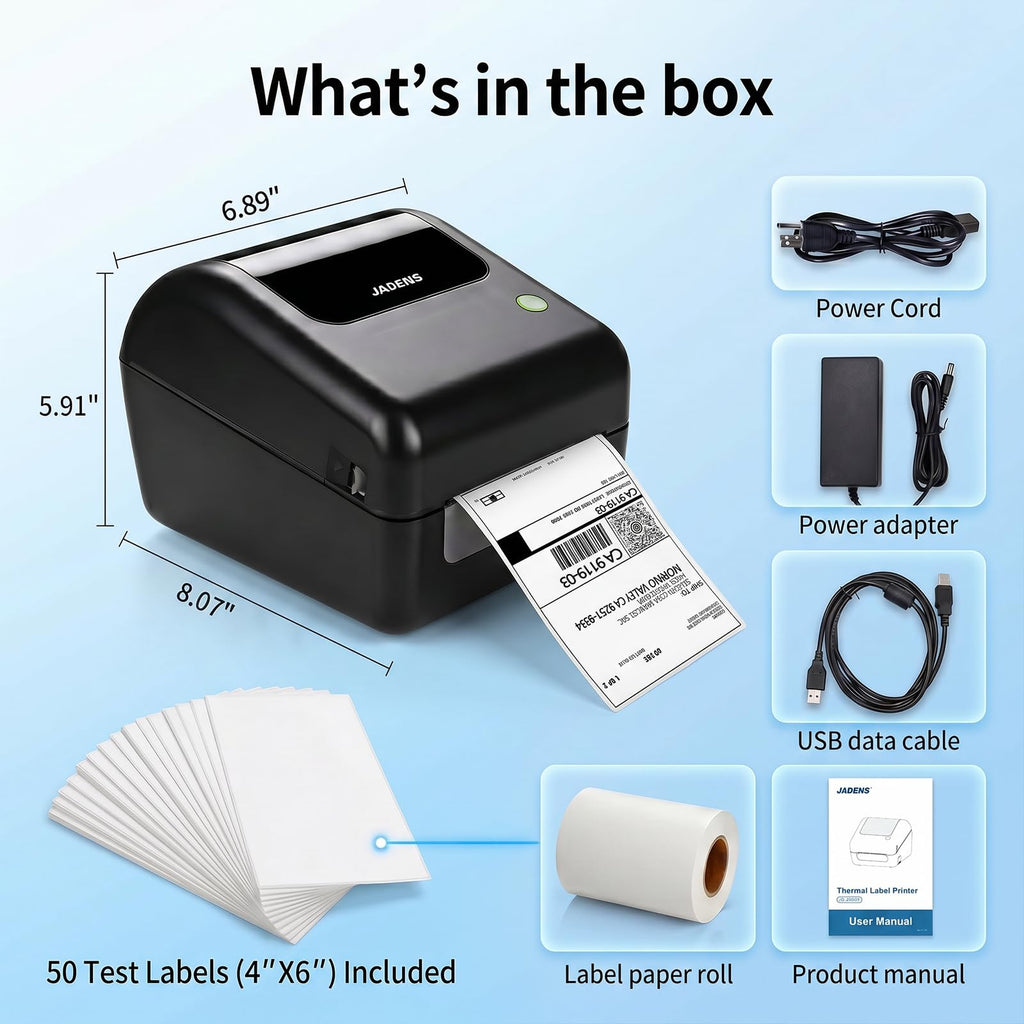Bluetooth Thermal Shipping Label Printer with Built-in Label Bin, Wireless 4x6, Black H41564