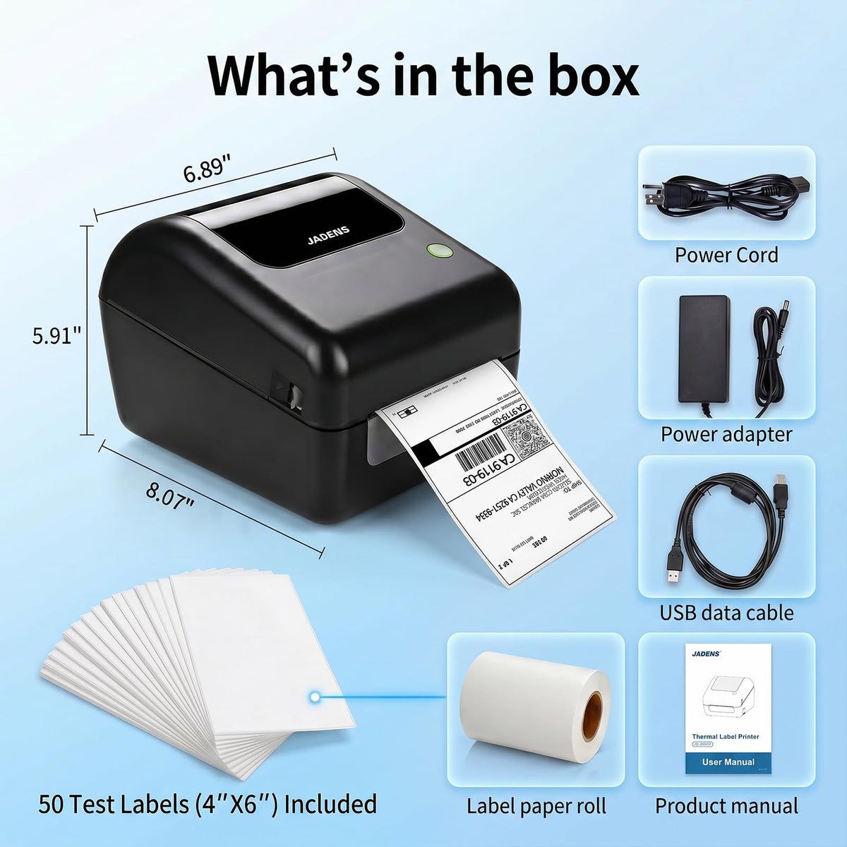 Bluetooth Thermal Shipping Label Printer with Built-in Label Bin, Wireless 4x6, Black H41564
