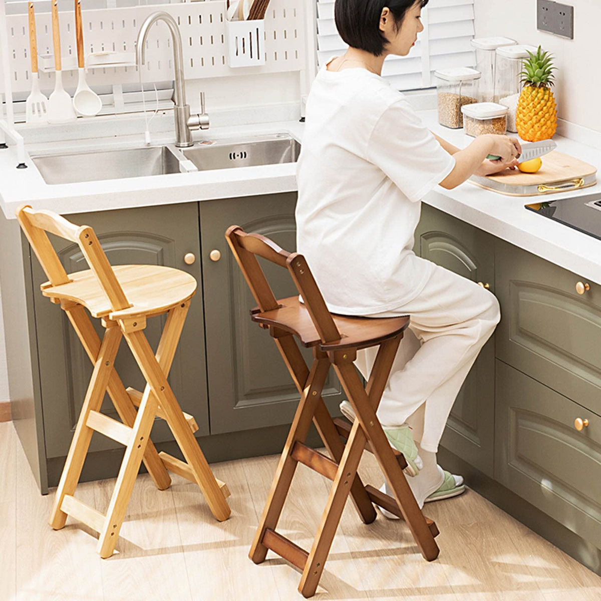 Folding Bar Stool Bamboo Kitchen Stools Z211970