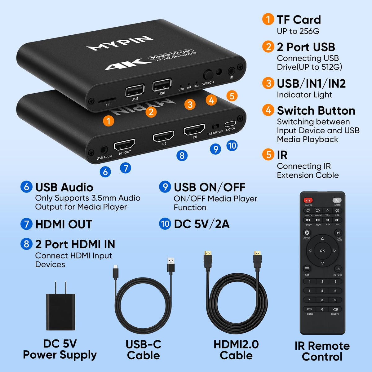 4K@30 Media Player with HDMI Out Switch V20042