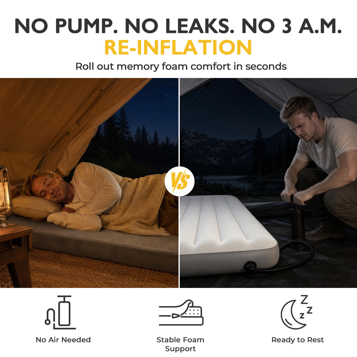 3 Inch Memory Foam Camping Mattress Pad K66245