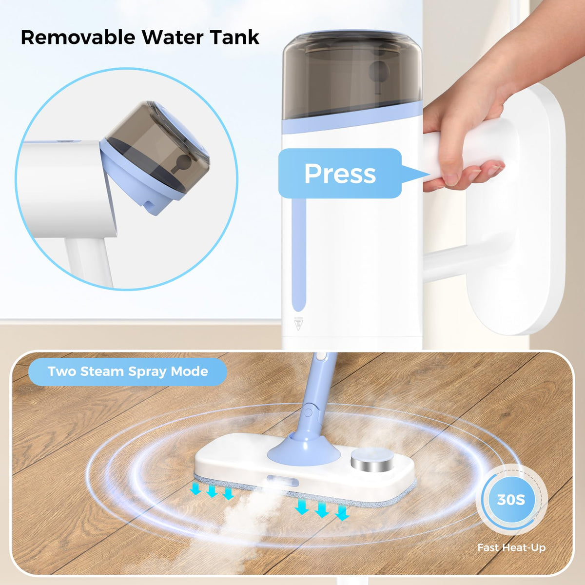 10 in 1 Detachable Handheld Steam Mop Q312901