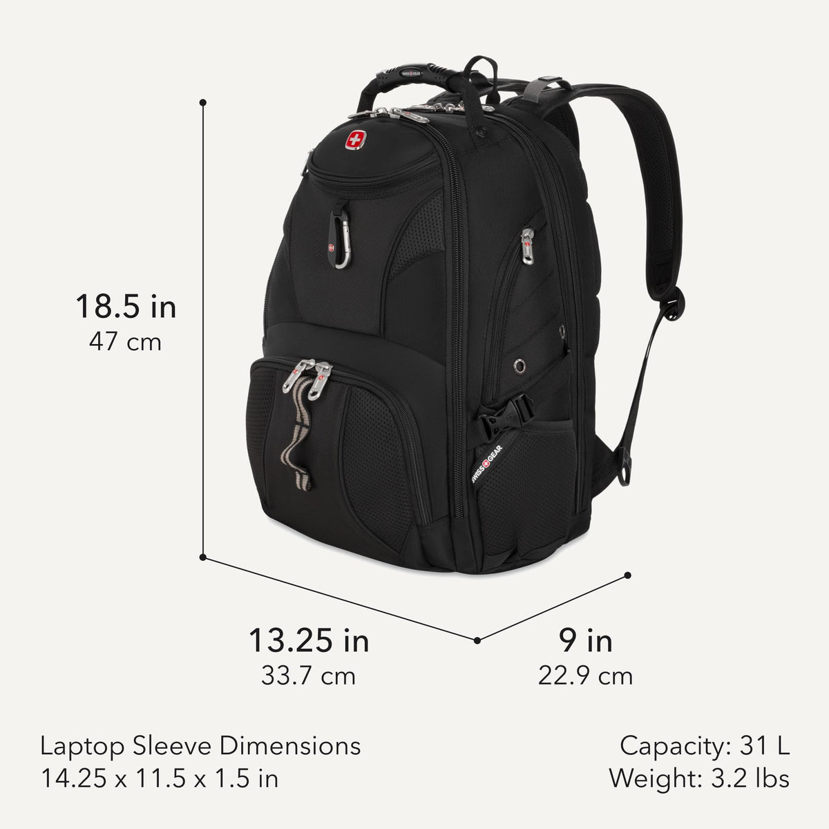 Black 17-Inch Laptop Backpack with Tablet Pocket A237211