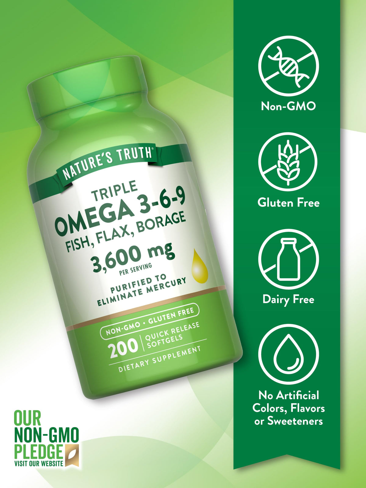 Omega 3 6 9 3600mg 200 Softgels E3163